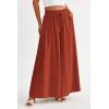 imagePRETTYGARDEN Womens 2025 Summer Wide Leg Palazzo Pants High Waisted Flowy Pockets Trendy Casual Lounge Boho Beach TrousersBrick Red