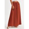 imagePRETTYGARDEN Womens 2025 Summer Wide Leg Palazzo Pants High Waisted Flowy Pockets Trendy Casual Lounge Boho Beach TrousersBrick Red