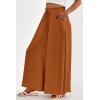 imagePRETTYGARDEN Womens 2025 Summer Wide Leg Palazzo Pants High Waisted Flowy Pockets Trendy Casual Lounge Boho Beach TrousersBrown
