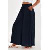 imagePRETTYGARDEN Womens 2025 Summer Wide Leg Palazzo Pants High Waisted Flowy Pockets Trendy Casual Lounge Boho Beach TrousersNavy