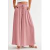 imagePRETTYGARDEN Womens 2025 Summer Wide Leg Palazzo Pants High Waisted Flowy Pockets Trendy Casual Lounge Boho Beach TrousersPink