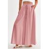 imagePRETTYGARDEN Womens 2025 Summer Wide Leg Palazzo Pants High Waisted Flowy Pockets Trendy Casual Lounge Boho Beach TrousersPink