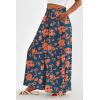 imagePRETTYGARDEN Womens 2025 Summer Wide Leg Palazzo Pants High Waisted Flowy Pockets Trendy Casual Lounge Boho Beach TrousersPrint Dark Blue Orange