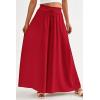 imagePRETTYGARDEN Womens 2025 Summer Wide Leg Palazzo Pants High Waisted Flowy Pockets Trendy Casual Lounge Boho Beach TrousersRed