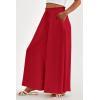 imagePRETTYGARDEN Womens 2025 Summer Wide Leg Palazzo Pants High Waisted Flowy Pockets Trendy Casual Lounge Boho Beach TrousersRed