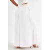 imagePRETTYGARDEN Womens 2025 Summer Wide Leg Palazzo Pants High Waisted Flowy Pockets Trendy Casual Lounge Boho Beach TrousersWhite