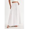 imagePRETTYGARDEN Womens 2025 Summer Wide Leg Palazzo Pants High Waisted Flowy Pockets Trendy Casual Lounge Boho Beach TrousersWhite