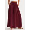 imagePRETTYGARDEN Womens 2025 Summer Wide Leg Palazzo Pants High Waisted Flowy Pockets Trendy Casual Lounge Boho Beach TrousersWine Red