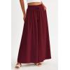 imagePRETTYGARDEN Womens 2025 Summer Wide Leg Palazzo Pants High Waisted Flowy Pockets Trendy Casual Lounge Boho Beach TrousersWine Red