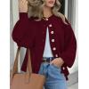 imagePRETTYGARDEN Womens 2025 Winter Cardigan Sweaters Trendy Chunky Knit Long Sleeve Button Up Casual Warm Fall Jackets CoatsBurgundy