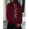 imagePRETTYGARDEN Womens 2025 Winter Cardigan Sweaters Trendy Chunky Knit Long Sleeve Button Up Casual Warm Fall Jackets CoatsBurgundy