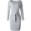 imagePRETTYGARDEN Womens Fall Bodycon Party Dress Casual Long Sleeve Tie Waist Fitted Sheath Pencil Dresses with PocketsStripe Light Grey
