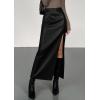 imagePRETTYGARDEN Womens Faux Leather Skirts 2025 Fall Fashion Bodycon High Waisted Slit Work Office Winter Maxi Long Pencil SkirtBlack