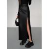 imagePRETTYGARDEN Womens Faux Leather Skirts 2025 Fall Fashion Bodycon High Waisted Slit Work Office Winter Maxi Long Pencil SkirtBlack