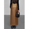 imagePRETTYGARDEN Womens Faux Leather Skirts 2025 Fall Fashion Bodycon High Waisted Slit Work Office Winter Maxi Long Pencil SkirtCamel