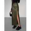 imagePRETTYGARDEN Womens Faux Leather Skirts 2025 Fall Fashion Bodycon High Waisted Slit Work Office Winter Maxi Long Pencil SkirtDark Army Green
