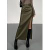 imagePRETTYGARDEN Womens Faux Leather Skirts 2025 Fall Fashion Bodycon High Waisted Slit Work Office Winter Maxi Long Pencil SkirtDark Army Green