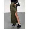 imagePRETTYGARDEN Womens Faux Leather Skirts 2025 Fall Fashion Bodycon High Waisted Slit Work Office Winter Maxi Long Pencil SkirtDark Army Green