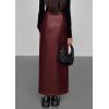 imagePRETTYGARDEN Womens Faux Leather Skirts 2025 Fall Fashion Bodycon High Waisted Slit Work Office Winter Maxi Long Pencil SkirtDark Burgundy