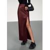 imagePRETTYGARDEN Womens Faux Leather Skirts 2025 Fall Fashion Bodycon High Waisted Slit Work Office Winter Maxi Long Pencil SkirtDark Burgundy