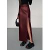 imagePRETTYGARDEN Womens Faux Leather Skirts 2025 Fall Fashion Bodycon High Waisted Slit Work Office Winter Maxi Long Pencil SkirtDark Burgundy