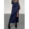 imagePRETTYGARDEN Womens Faux Leather Skirts 2025 Fall Fashion Bodycon High Waisted Slit Work Office Winter Maxi Long Pencil SkirtNavy Blue