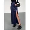 imagePRETTYGARDEN Womens Faux Leather Skirts 2025 Fall Fashion Bodycon High Waisted Slit Work Office Winter Maxi Long Pencil SkirtNavy Blue