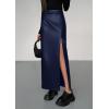 imagePRETTYGARDEN Womens Faux Leather Skirts 2025 Fall Fashion Bodycon High Waisted Slit Work Office Winter Maxi Long Pencil SkirtNavy Blue