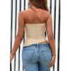 imagePRETTYGARDEN Womens Faux Leather Tube Tops 2025 Summer Strapless Asymmetrical Ruched Bandeau Shirts Going Out Club OutfitsChampagne