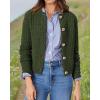 imagePRETTYGARDEN Womens Knit Cardigan Sweaters Casual Long Sleeve Open Front Button Down Trendy Jackets OuterwearArmy Green