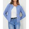 imagePRETTYGARDEN Womens Knit Cardigan Sweaters Casual Long Sleeve Open Front Button Down Trendy Jackets OuterwearLight Blue