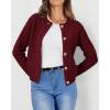 imagePRETTYGARDEN Womens Knit Cardigan Sweaters Casual Long Sleeve Open Front Button Down Trendy Jackets OuterwearWine Red