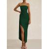 imagePRETTYGARDEN Womens Off Shoulder Bodycon Dresses 2025 Summer Ruched Asymmetrical High Split Elegant Cocktail Party DressDark Green