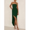 imagePRETTYGARDEN Womens Off Shoulder Bodycon Dresses 2025 Summer Ruched Asymmetrical High Split Elegant Cocktail Party DressDark Green