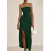 imagePRETTYGARDEN Womens Off Shoulder Bodycon Dresses 2025 Summer Ruched Asymmetrical High Split Elegant Cocktail Party DressDark Green