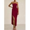 imagePRETTYGARDEN Womens Off Shoulder Bodycon Dresses 2025 Summer Ruched Asymmetrical High Split Elegant Cocktail Party DressWine Red