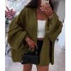 imagePRETTYGARDEN Womens Oversized Cardigan Sweaters 2025 Fall Long Lantern Sleeve Knit Open Front Lightweight SweaterArmy Green