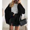 imagePRETTYGARDEN Womens Oversized Cardigan Sweaters 2025 Fall Long Lantern Sleeve Knit Open Front Lightweight SweaterBlack