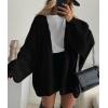 imagePRETTYGARDEN Womens Oversized Cardigan Sweaters 2025 Fall Long Lantern Sleeve Knit Open Front Lightweight SweaterBlack