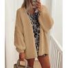 imagePRETTYGARDEN Womens Oversized Cardigan Sweaters 2025 Fall Long Lantern Sleeve Knit Open Front Lightweight SweaterCamel
