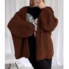 imagePRETTYGARDEN Womens Oversized Cardigan Sweaters 2025 Fall Long Lantern Sleeve Knit Open Front Lightweight SweaterCaramel