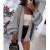 imagePRETTYGARDEN Womens Oversized Cardigan Sweaters 2025 Fall Long Lantern Sleeve Knit Open Front Lightweight SweaterGrey