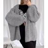 imagePRETTYGARDEN Womens Oversized Cardigan Sweaters 2025 Fall Long Lantern Sleeve Knit Open Front Lightweight SweaterGrey