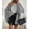 imagePRETTYGARDEN Womens Oversized Cardigan Sweaters 2025 Fall Long Lantern Sleeve Knit Open Front Lightweight SweaterGrey