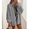 imagePRETTYGARDEN Womens Oversized Cardigan Sweaters 2025 Fall Long Lantern Sleeve Knit Open Front Lightweight SweaterGrey