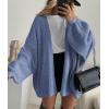imagePRETTYGARDEN Womens Oversized Cardigan Sweaters 2025 Fall Long Lantern Sleeve Knit Open Front Lightweight SweaterHaze Blue