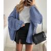 imagePRETTYGARDEN Womens Oversized Cardigan Sweaters 2025 Fall Long Lantern Sleeve Knit Open Front Lightweight SweaterHaze Blue
