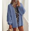 imagePRETTYGARDEN Womens Oversized Cardigan Sweaters 2025 Fall Long Lantern Sleeve Knit Open Front Lightweight SweaterHaze Blue