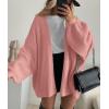 imagePRETTYGARDEN Womens Oversized Cardigan Sweaters 2025 Fall Long Lantern Sleeve Knit Open Front Lightweight SweaterLight Pink