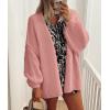 imagePRETTYGARDEN Womens Oversized Cardigan Sweaters 2025 Fall Long Lantern Sleeve Knit Open Front Lightweight SweaterLight Pink